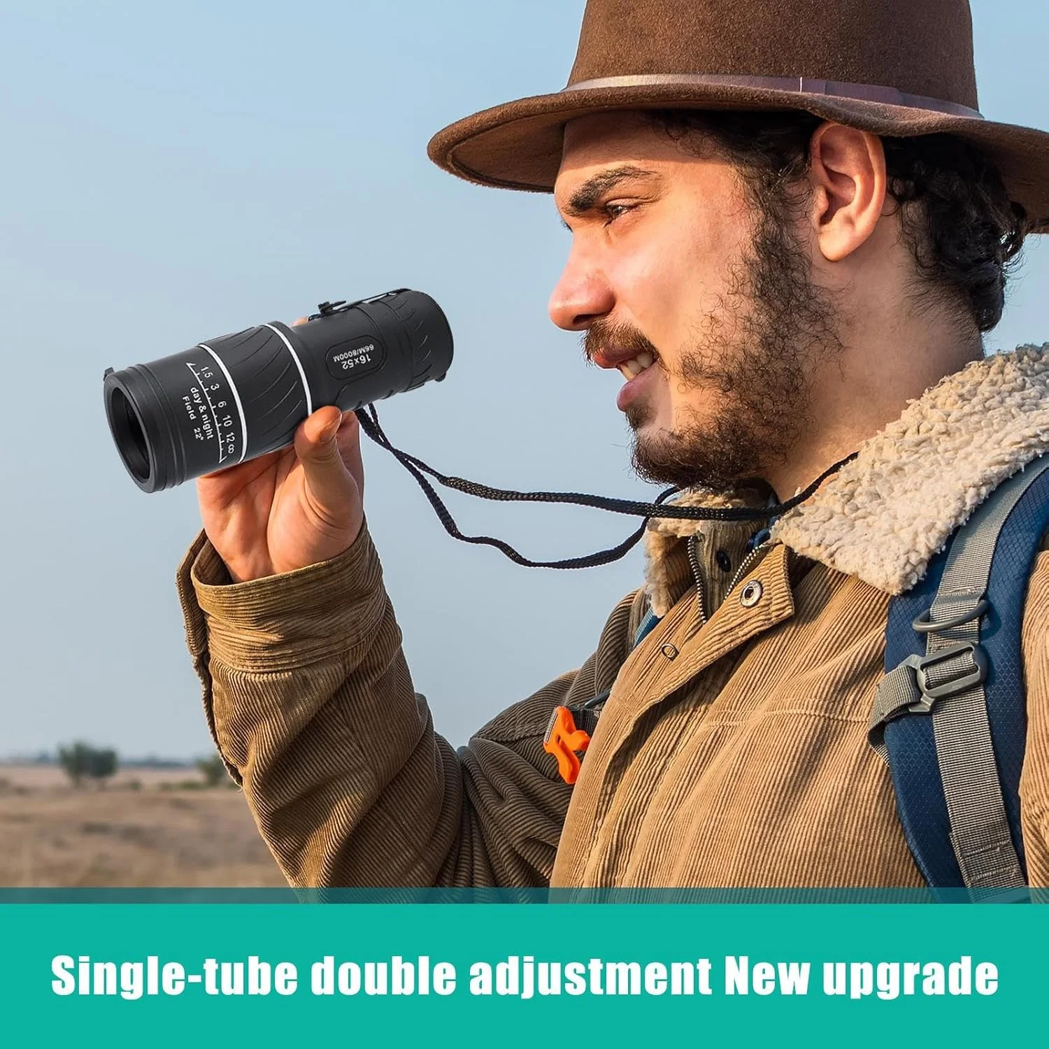 تلسکوپ تک چشمی - تلسکوپ تک چشمی دستی 16x52 | ابزار آموزشی سبک و قابل حمل برای کمپینگ، پیاده روی، شکار، تماشای پرندگان و یادگیری