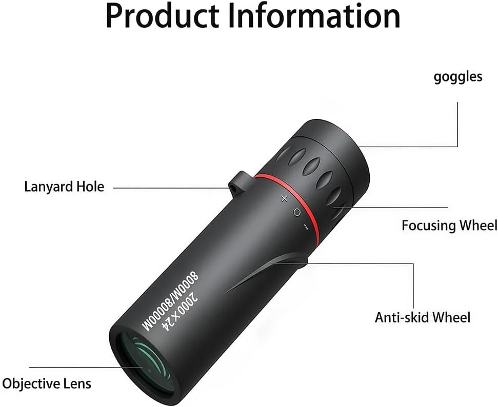 تلسکوپ تک چشمی 24X، تک چشمی های فشرده منشور دار با قدرت بالا، تلسکوپ تک چشمی HD برای پیاده روی، کنسرت و مسافرت تلسکوپ تک چشمی 24X، تک چشمی های فشرده منشور دار با قدرت بالا، تلسکوپ تک چشمی HD برای پیاده روی، کنسرت و مسافرت