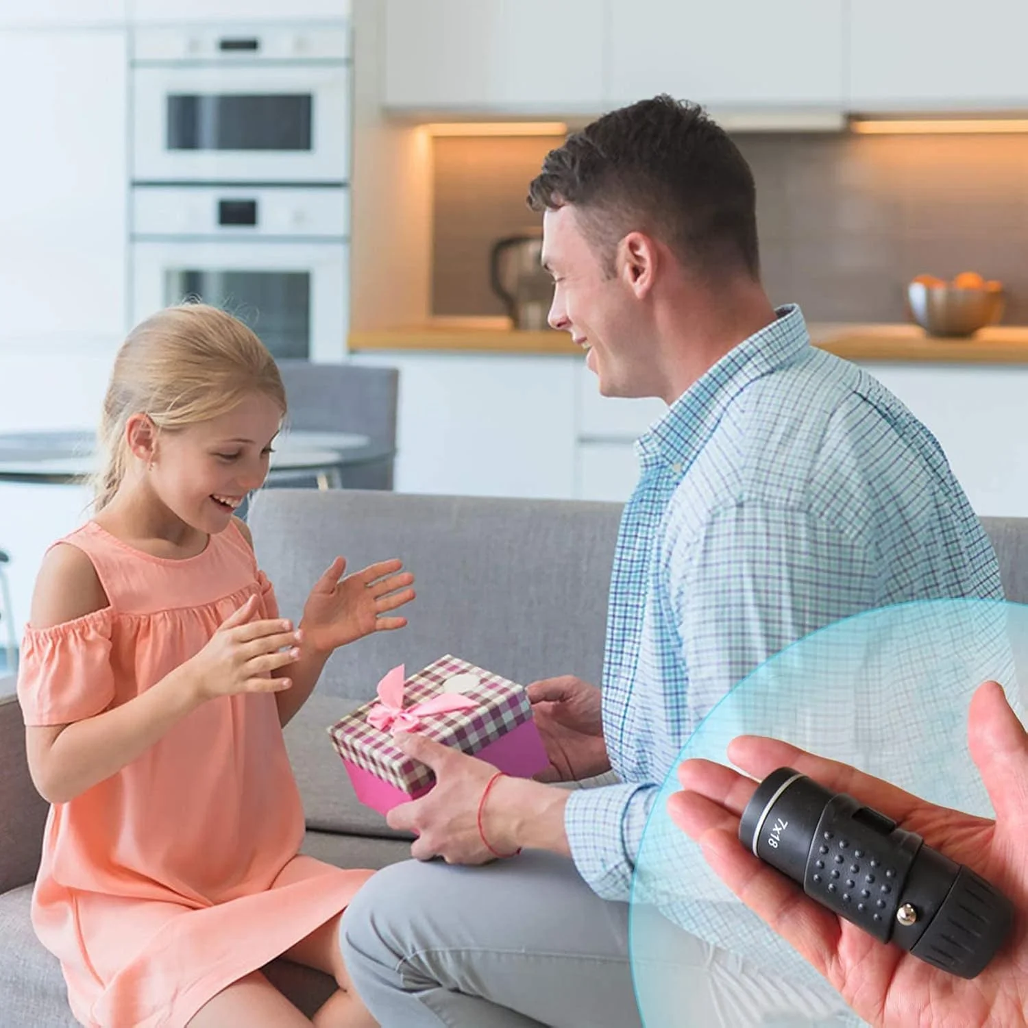 تلسکوپ تک چشمی 7×18، تلسکوپ تک چشمی کوچک دستی جیبی ضد آب قابل حمل مناسب برای کوهنوردی