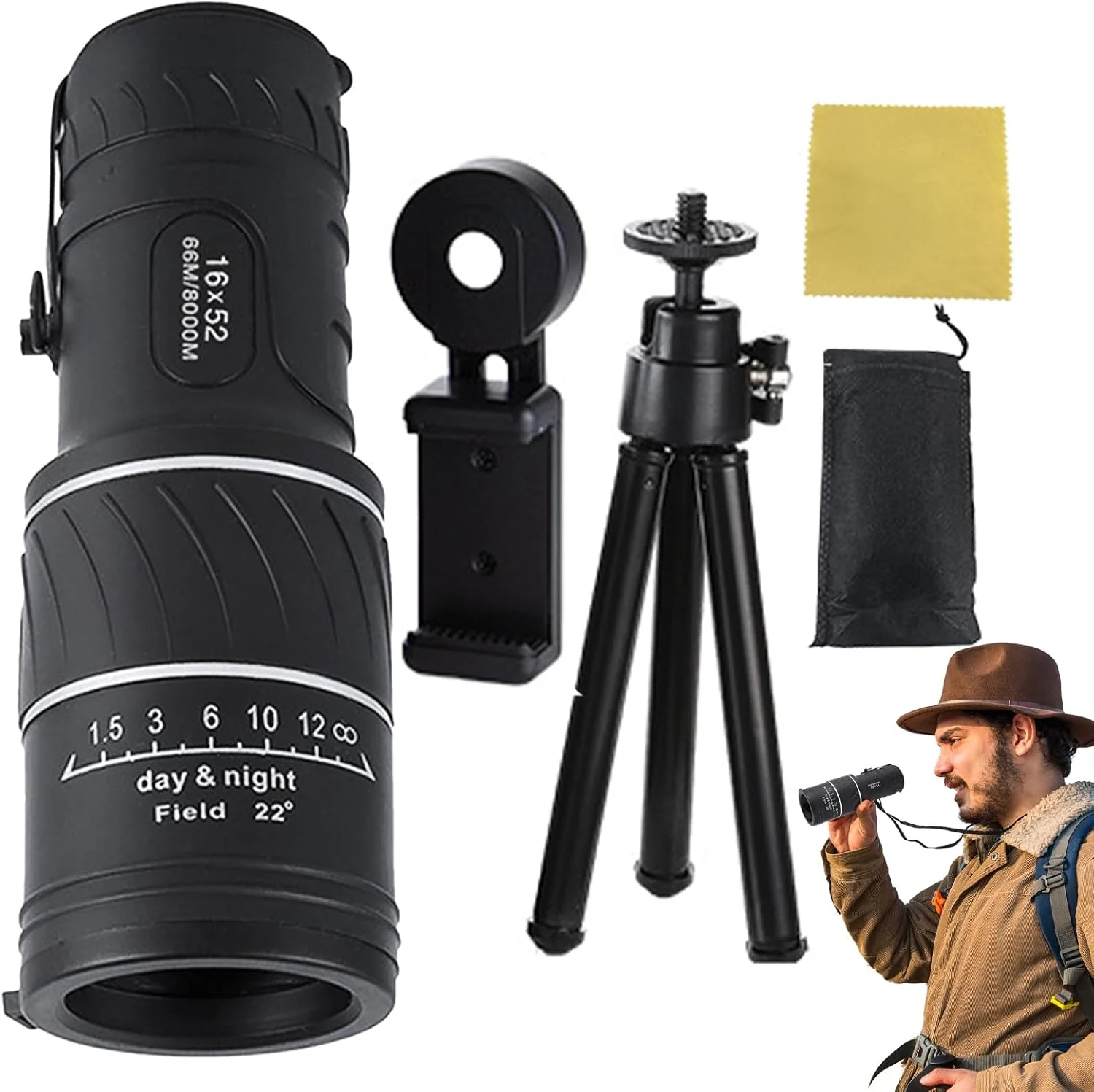 تلسکوپ تک چشمی بزرگسالان - تلسکوپ تک چشمی دستی | ابزار اپتیکی سبک وزن و ضد آب، ابزار آموزشی برای پیاده روی، شکار، تماشای پرندگان، کمپینگ، کودکان و بزرگسالان