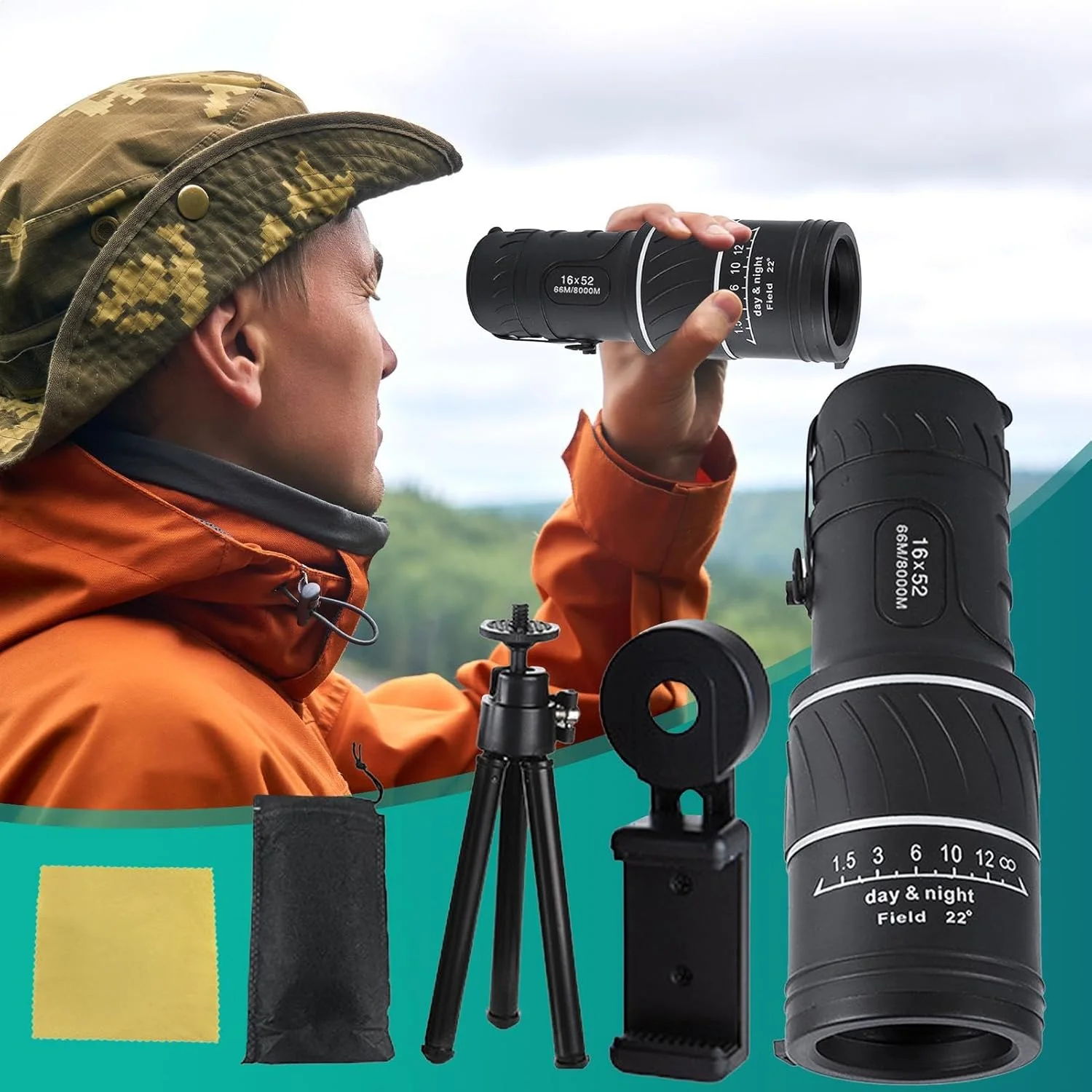 تلسکوپ تک چشمی برای بزرگسالان - تلسکوپ تک چشمی دستی با قدرت بالا - ضد آب و سبک وزن، ابزار آموزشی برای کودکان، بزرگسالان، تماشای پرندگان، پیاده روی، کمپینگ، فضای باز تلسکوپ تک چشمی برای بزرگسالان - تلسکوپ تک چشمی دستی با قدرت بالا - ضد آب و سبک وزن، ابزار آموزشی برای کودکان، بزرگسالان، تماشای پرندگان، پیاده روی، کمپینگ، فضای باز