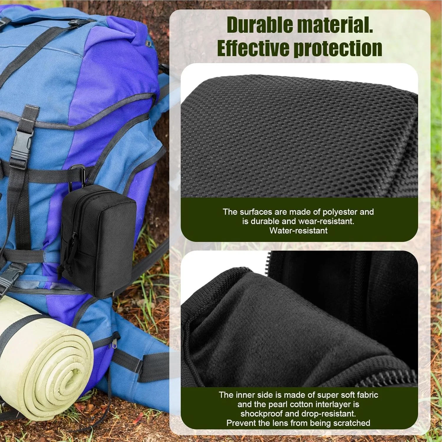 کیف حمل تک چشمی، کیف محافظ | کیف مسافرتی ضد ضربه با گیره برای تماشای پرندگان، کمپینگ، پیاده روی، مشاهده حیات وحش، کوهنوردی، ماهیگیری در فضای باز و فعالیت های مسافرتی