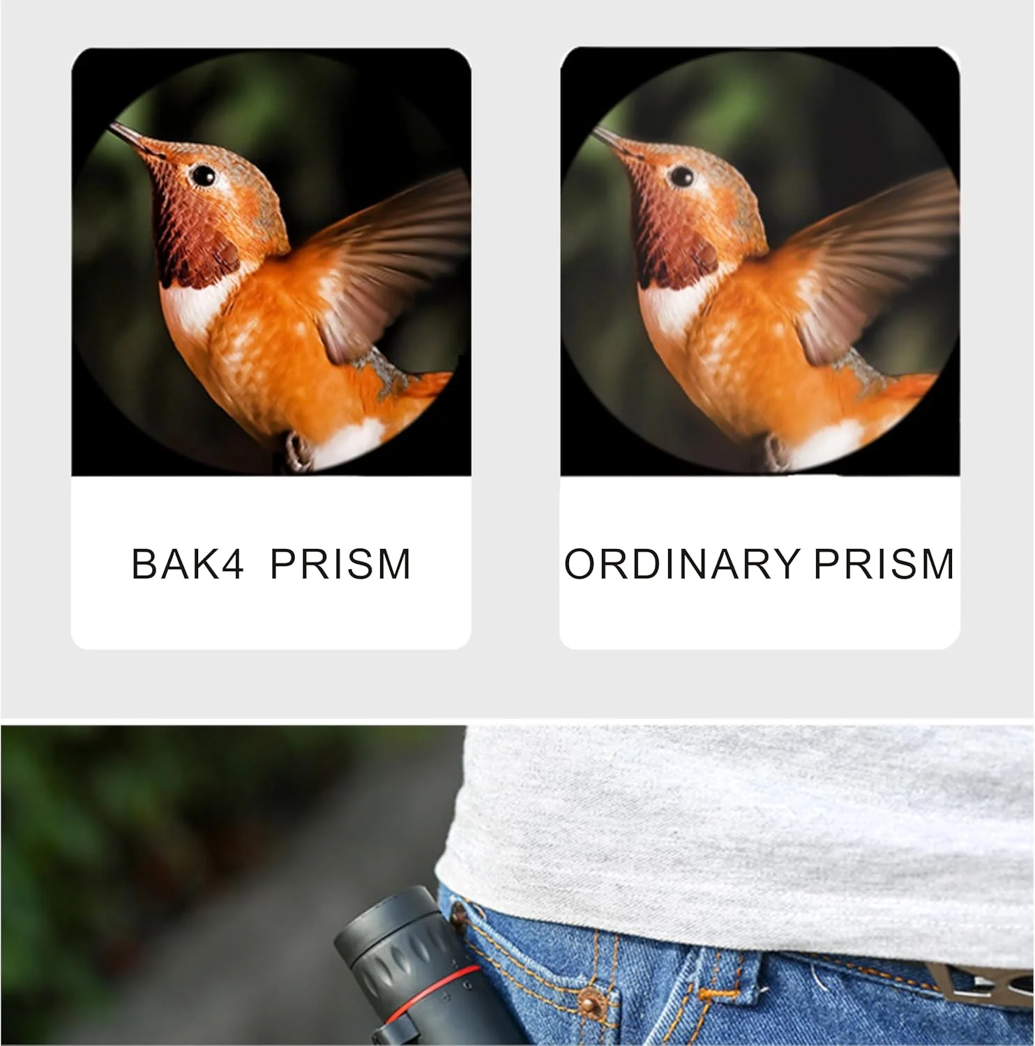 تک چشمی با آداپتور تلفن همراه، سه پایه و کیف مسافرتی، میدان دید وسیع، منشور BAK4، مناسب پرنده نگری، شکار، پیاده روی و کمپینگ (تلسکوپ شامل نگهدارنده تلفن همراه و سه پایه)