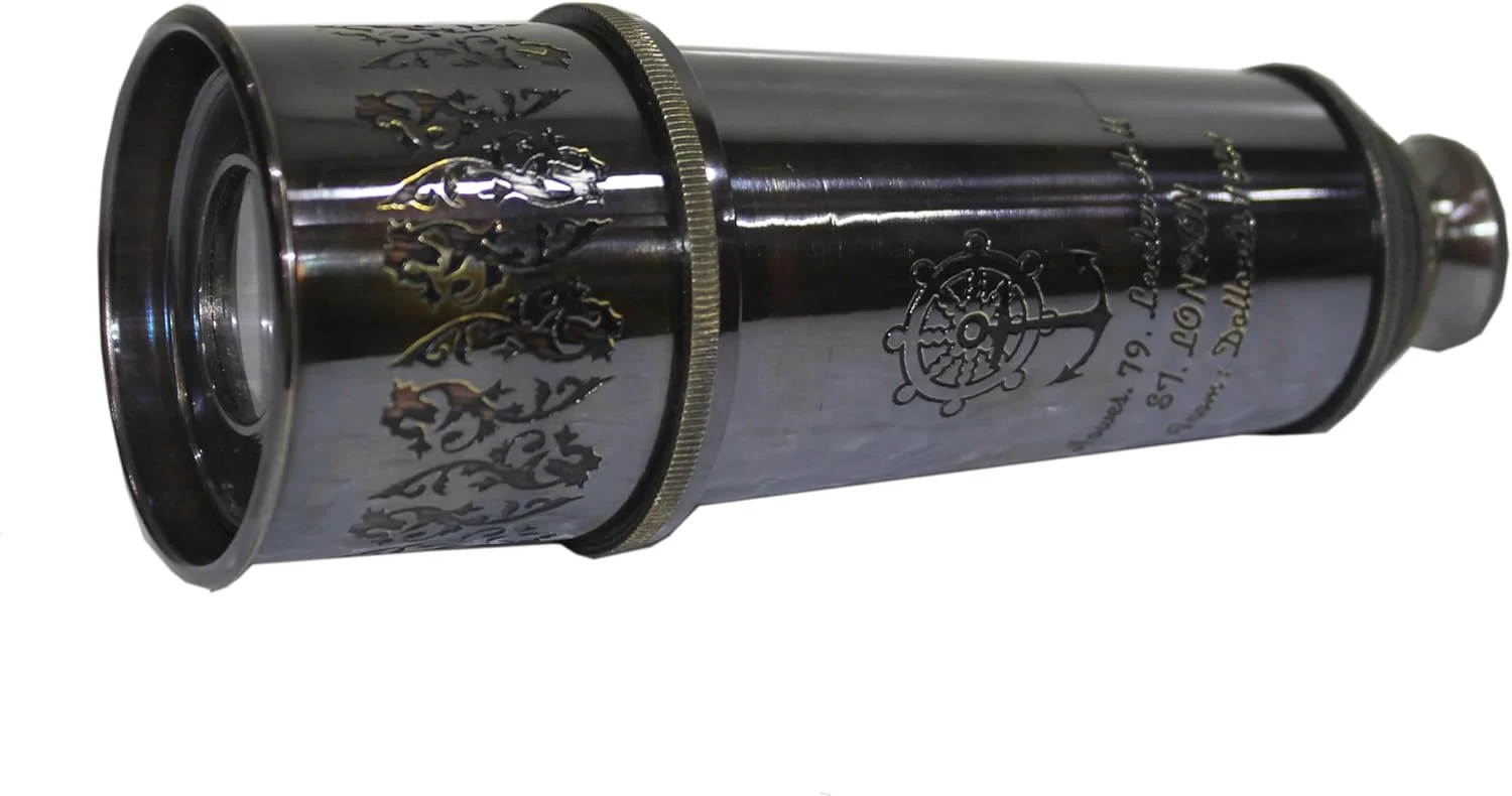 تلسکوپ تک چشمی برنجی دکوری لاتاس | تلسکوپ جاسوسی عتیقه کاربردی 17 اینچی - 01