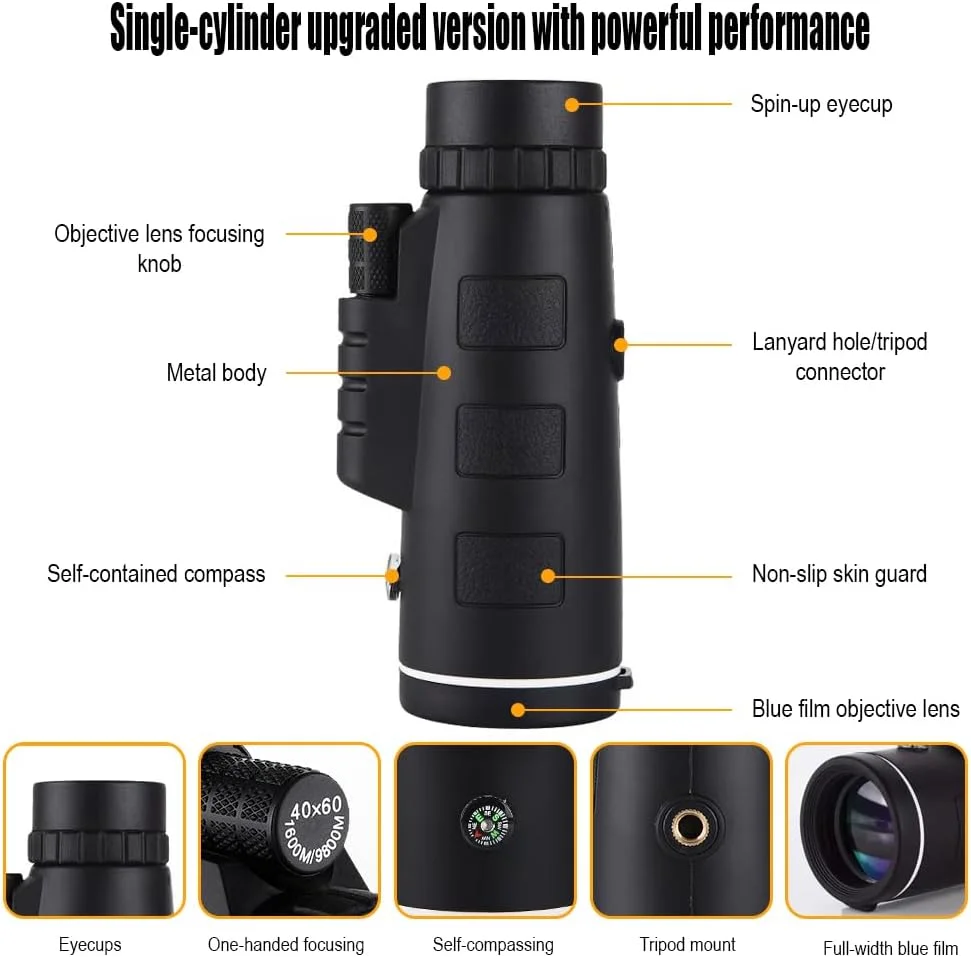 تک چشمی با قطب نما، لنزهای چند لایه پوشش داده شده، ضد آب و ضد مه، مناسب فعالیت های خارج از منزل، پیاده روی، کنسرت و مسافرت