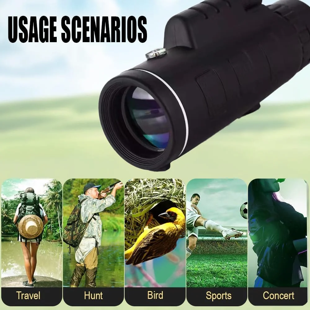 تک چشمی با قطب نما، لنزهای چند لایه پوشش داده شده، ضد آب و ضد مه، مناسب فعالیت های خارج از منزل، پیاده روی، کنسرت و مسافرت