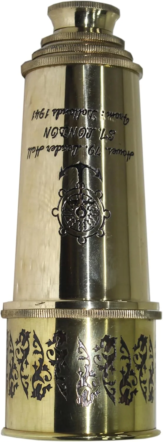 تلسکوپ تک چشمی برنجی تزئینی لاتاس | تلسکوپ جاسوسی عتیقه کاربردی هدیه 17 اینچی - 02