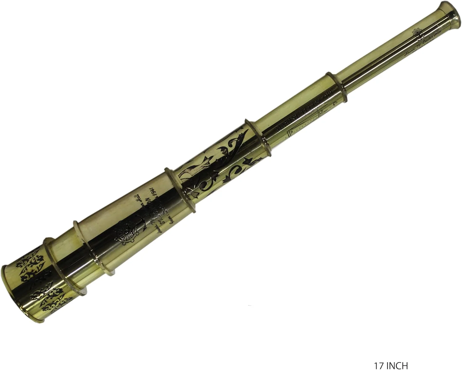 تلسکوپ تک چشمی برنجی تزئینی لاتاس | تلسکوپ جاسوسی عتیقه کاربردی هدیه 17 اینچی - 02