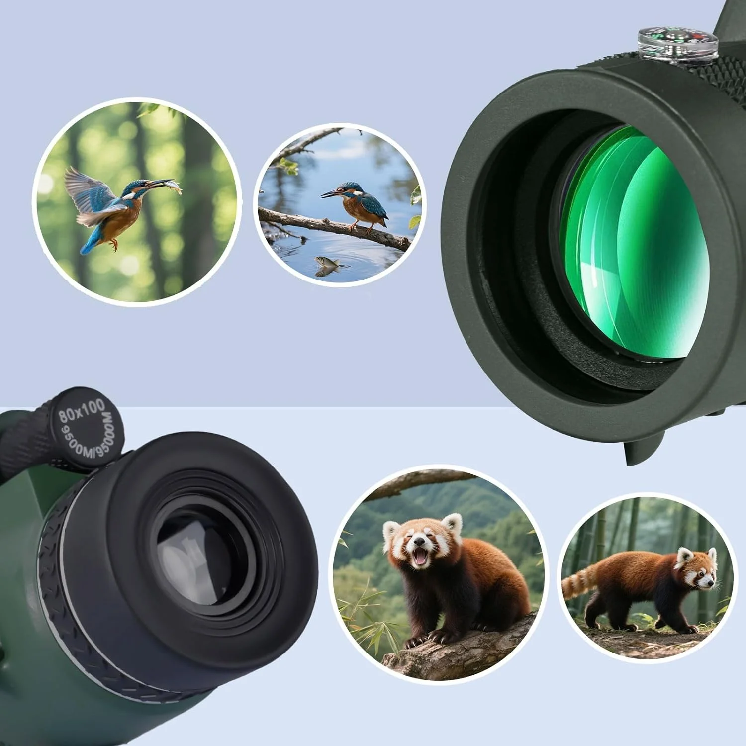 تک چشمی 10x40 برای کمپینگ، پیاده روی و تماشای پرندگان، جمع و جور و ضد لغزش