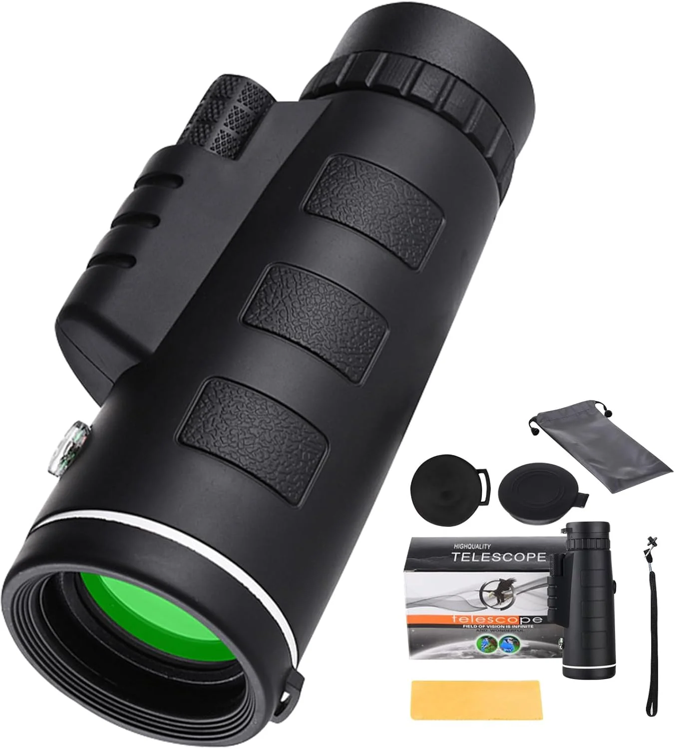 تلسکوپ تک چشمی 40x60، تک چشمی کوچک برای بزرگسالان با قدرت بالا، تلسکوپ تک چشمی دید در شب برای تلفن هوشمند، تلسکوپ دستی با کیفیت بالا برای تماشای حیات وحش و پرندگان و شکار