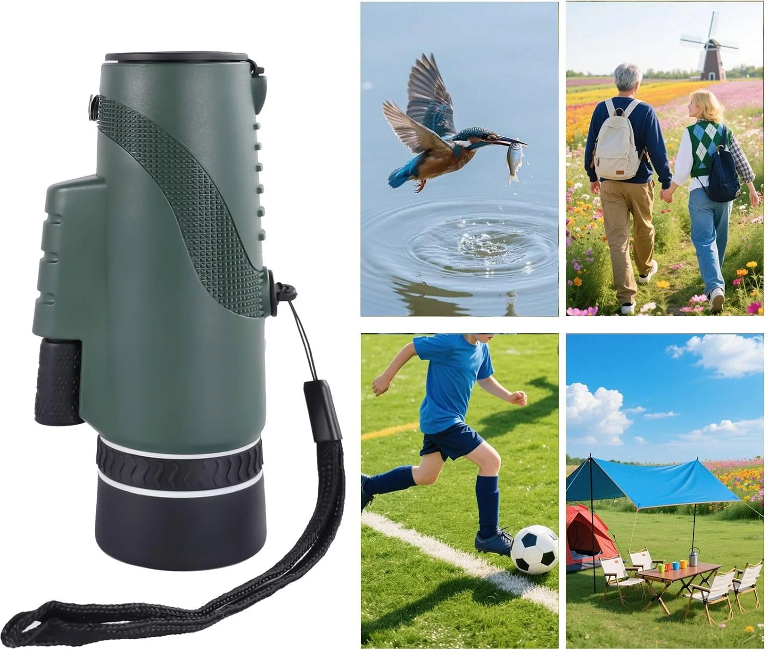 تک چشمی 10x40 برای کمپینگ، پیاده روی و تماشای پرندگان، جمع و جور و ضد لغزش