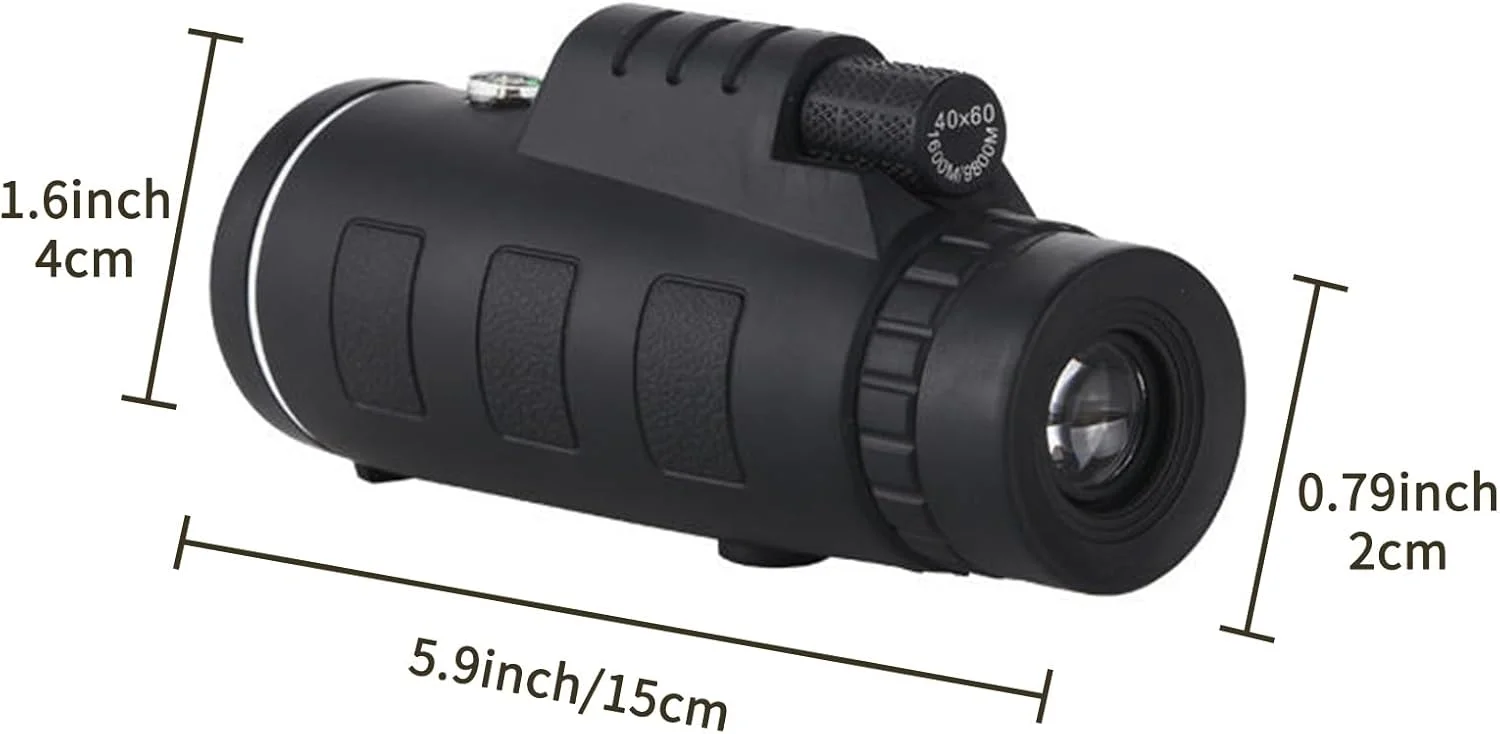 تلسکوپ تک چشمی 40x60، تک چشمی کوچک برای بزرگسالان با قدرت بالا، تلسکوپ تک چشمی دید در شب برای تلفن هوشمند، تلسکوپ دستی با کیفیت بالا برای تماشای حیات وحش و پرندگان و شکار