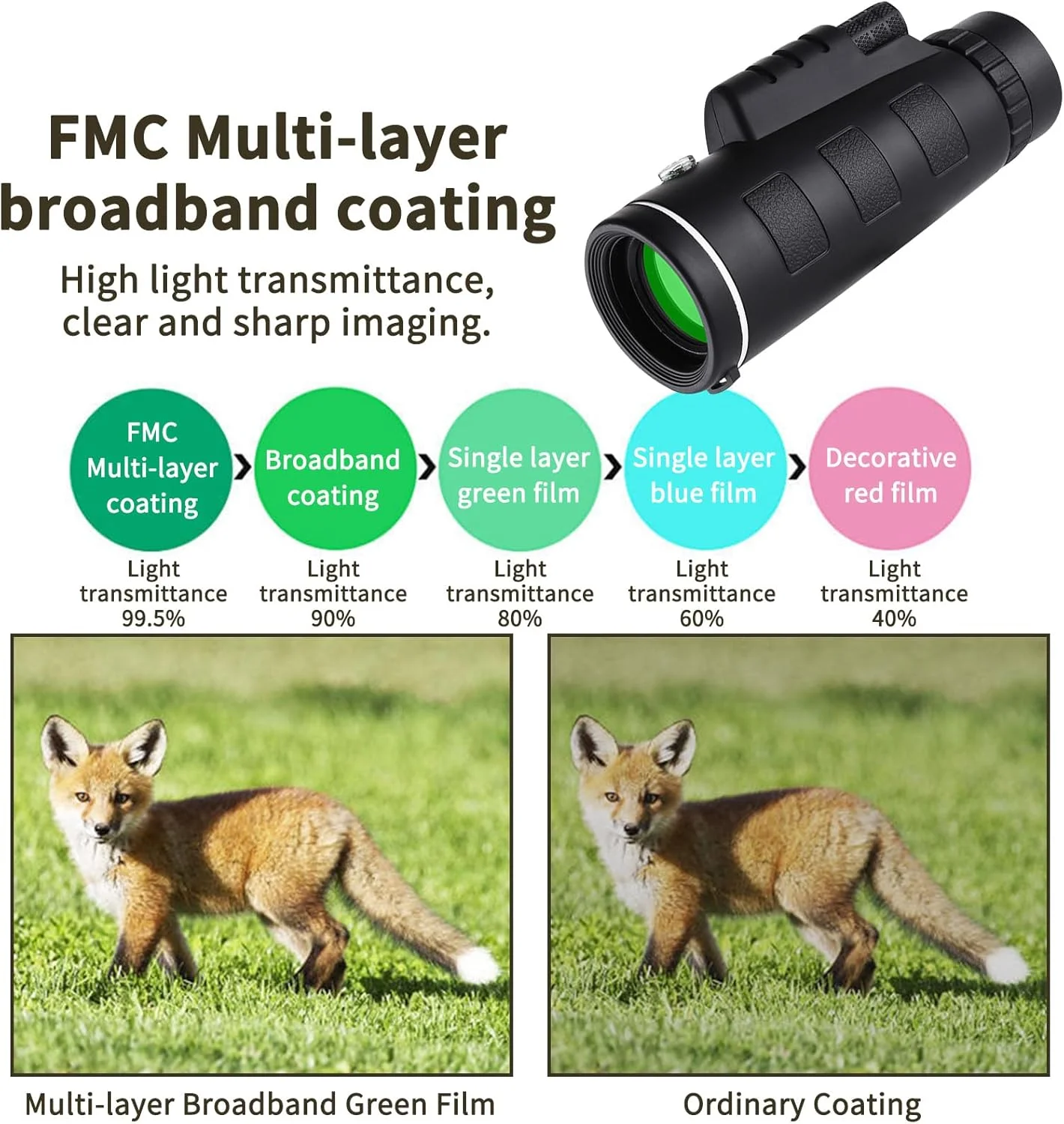 تلسکوپ تک چشمی 40x60، تک چشمی کوچک برای بزرگسالان با قدرت بالا، تلسکوپ تک چشمی دید در شب برای تلفن هوشمند، تلسکوپ دستی با کیفیت بالا برای تماشای حیات وحش و پرندگان و شکار