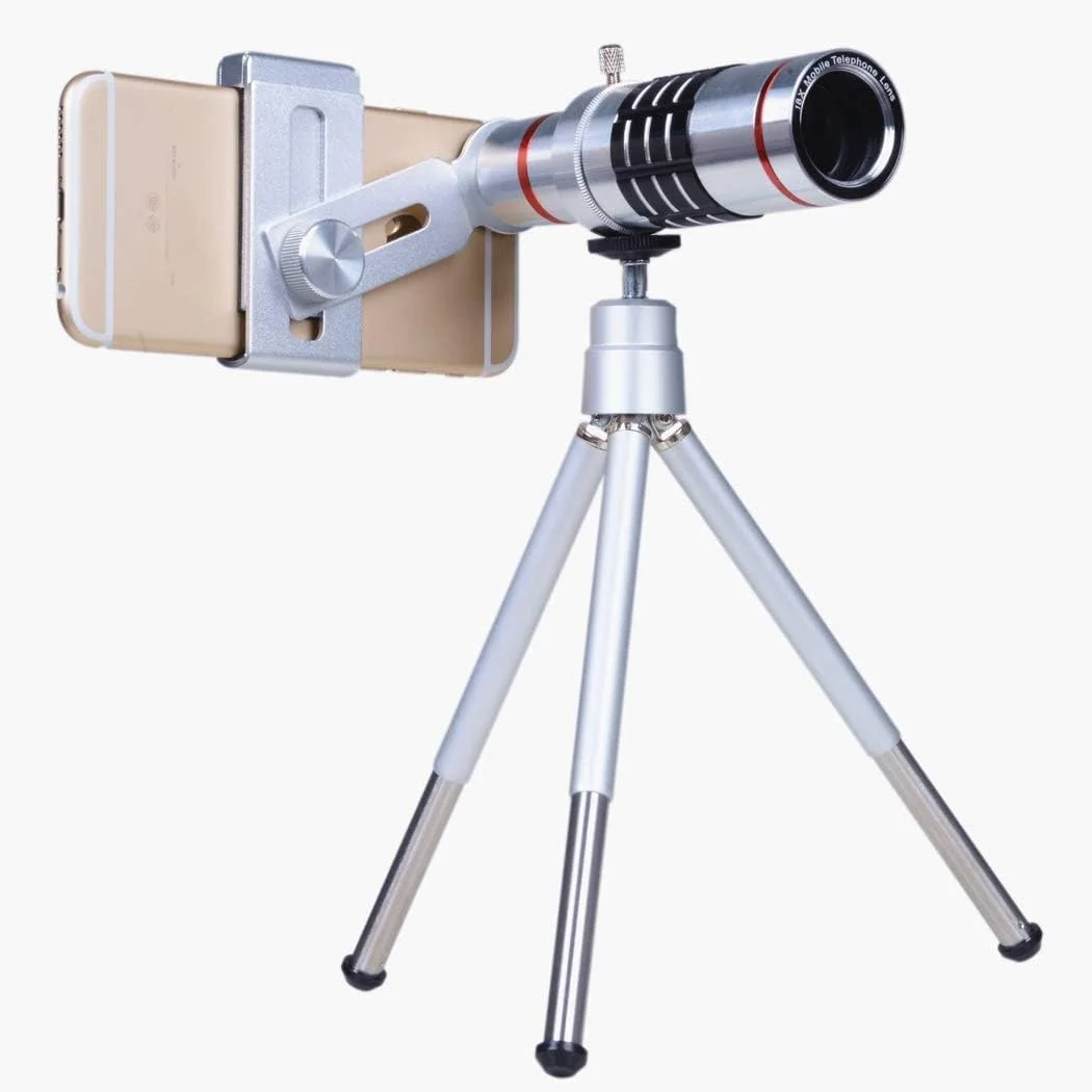 تلسکوپ تک چشمی KANBUN، تلسکوپ تک چشمی فشرده BAK4 - تلسکوپ تک چشمی زوم با قدرت بالا، تلسکوپ لنز زوم با بزرگنمایی 12 برابر با وضوح بالا به همراه نگهدارنده تلفن هوشمند و سه پایه