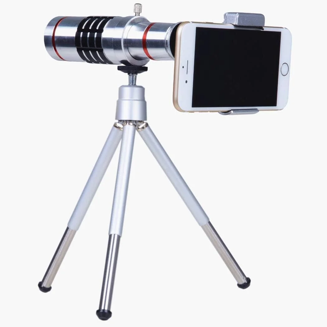 تلسکوپ تک چشمی KANBUN، تلسکوپ تک چشمی فشرده BAK4 - تلسکوپ تک چشمی زوم با قدرت بالا، تلسکوپ لنز زوم با بزرگنمایی 12 برابر با وضوح بالا به همراه نگهدارنده تلفن هوشمند و سه پایه