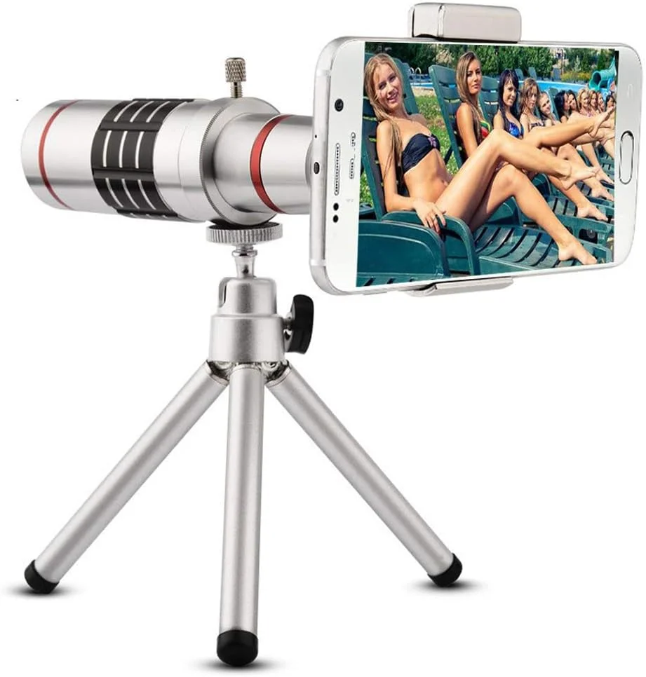 تلسکوپ تک چشمی KANBUN، تلسکوپ تک چشمی فشرده BAK4 - تلسکوپ تک چشمی زوم با قدرت بالا، تلسکوپ لنز زوم با بزرگنمایی 12 برابر با وضوح بالا به همراه نگهدارنده تلفن هوشمند و سه پایه