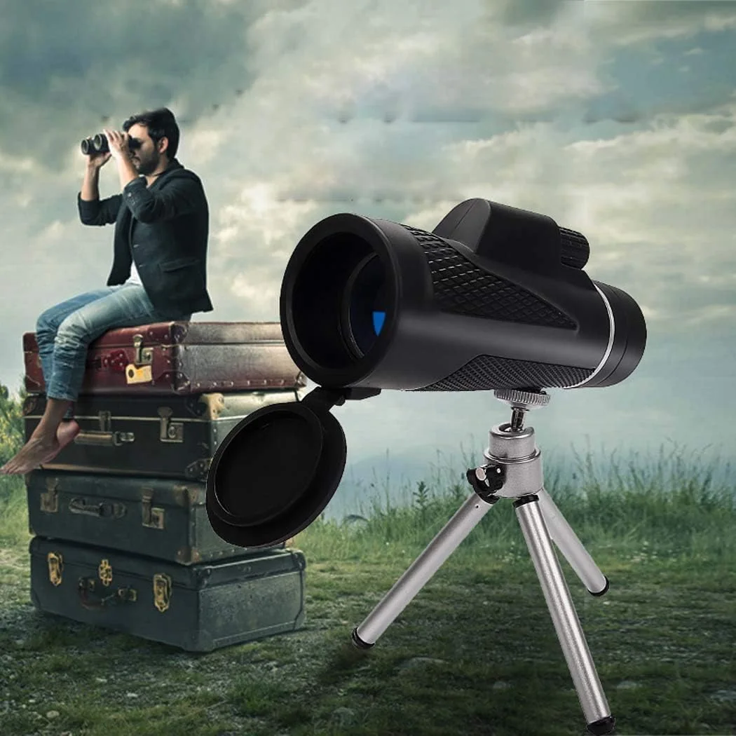 تلسکوپ تک چشمی قدرتمند KANBUN 10X42 قابل حمل، تلسکوپ تک چشمی با کیفیت بالا، دارای گیره تلفن همراه و سه پایه