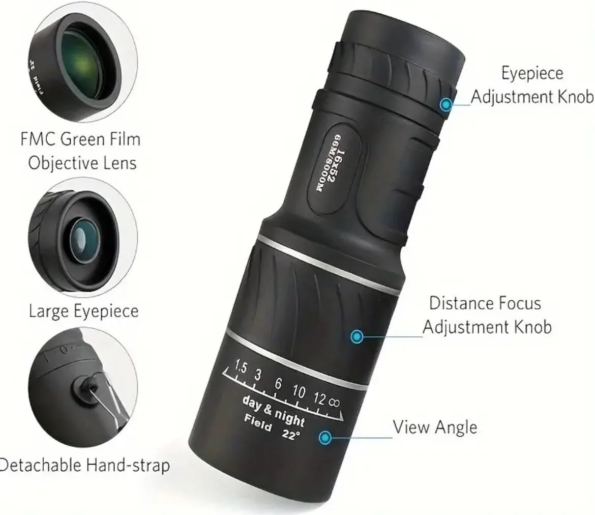 تلسکوپ تک چشمی دستی با کیفیت بالا - برد بلند، اندازه جیبی برای سفر و ماجراجویی در فضای باز، ایده آل برای علاقه مندان به طبیعت