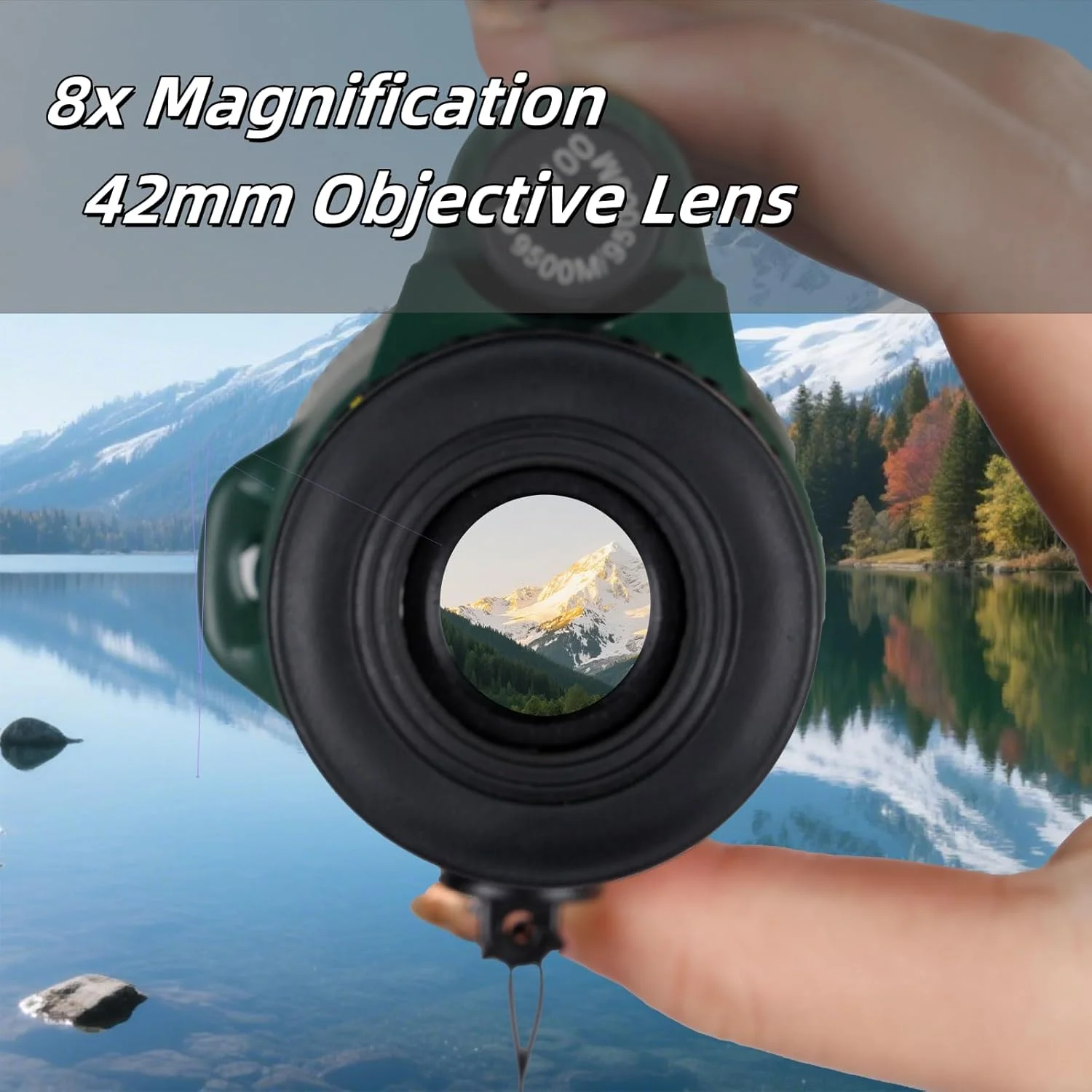 تک چشمی قدرتمند 8x42 - منشور BAK4 HD ضد آب برای آقایان و بانوان، مناسب شکار، پیاده روی و مسافرت (سبز تیره)