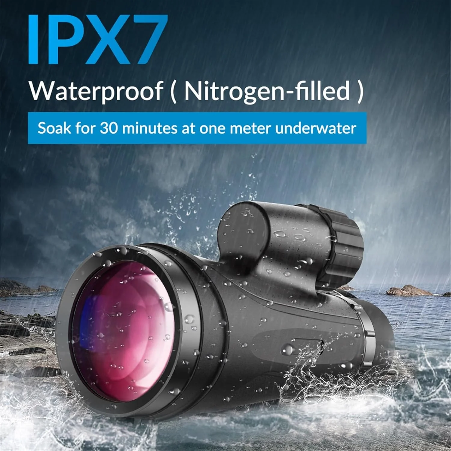 تک چشمی دید در شب واضح، تلسکوپ تک چشمی 12x50 شیشه ED برای بزرگسالان با گیره تلفن IPX7 ضد آب برای تجهیزات تماشای پرندگان برد دید طولانی