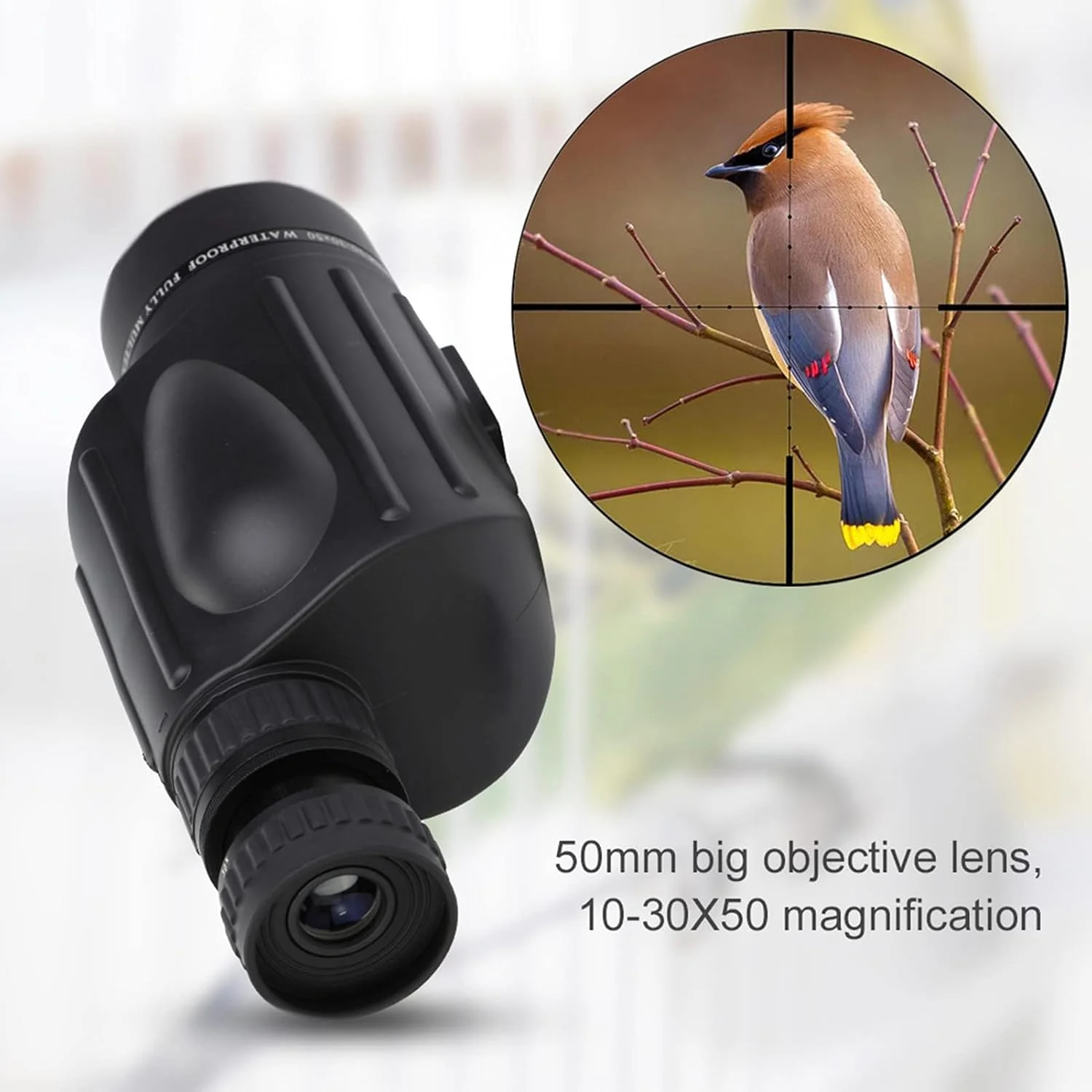 تلسکوپ تک چشمی با منشور پل با کیفیت بالا، میدان دید وسیع 342 فوتی برای ورزش های فضای باز و رصد ستارگان (استاندارد 50x30-10 + سه پایه G25)