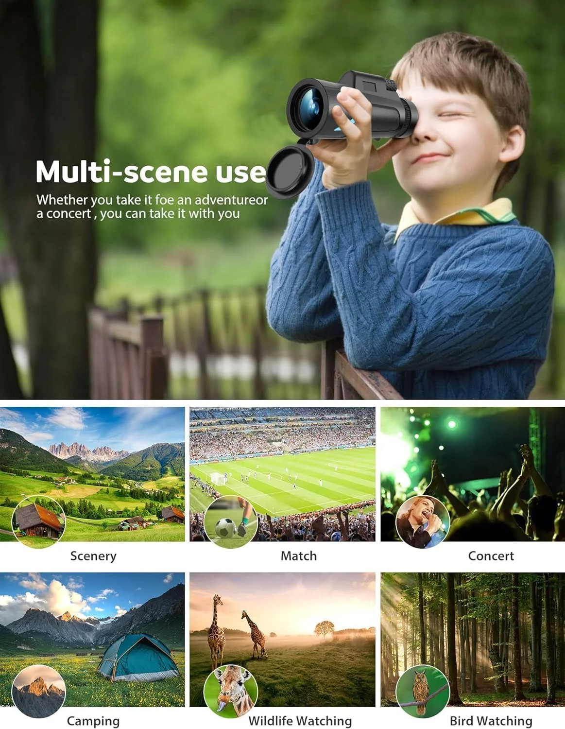 تلسکوپ تک چشمی 12x50 با قدرت بالا به همراه سه پایه تلفن هوشمند و کیف قابل حمل - تلسکوپ تک چشمی، ایده آل برای تماشای پرندگان، شکار، پیاده روی، کمپینگ، دید وسیع با منشور BAK4 و فناوری لنز FMC تلسکوپ تک چشمی 12x50 با قدرت بالا به همراه سه پایه تلفن هوشمند و کیف قابل حمل - تلسکوپ تک چشمی، ایده آل برای تماشای پرندگان، شکار، پیاده روی، کمپینگ، دید وسیع با منشور BAK4 و فناوری لنز FMC