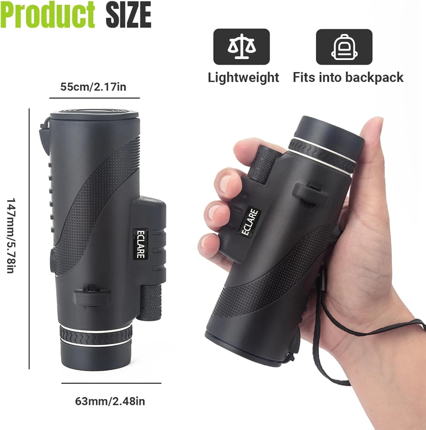 تلسکوپ تک چشمی 10X40 با قدرت بالا، دارای منشور BAK4 و لنز FMC، تک چشمی سبک وزن برای بزرگسالان به همراه سه پایه و آداپتور تلفن همراه برای تماشای پرندگان و پیاده‌روی