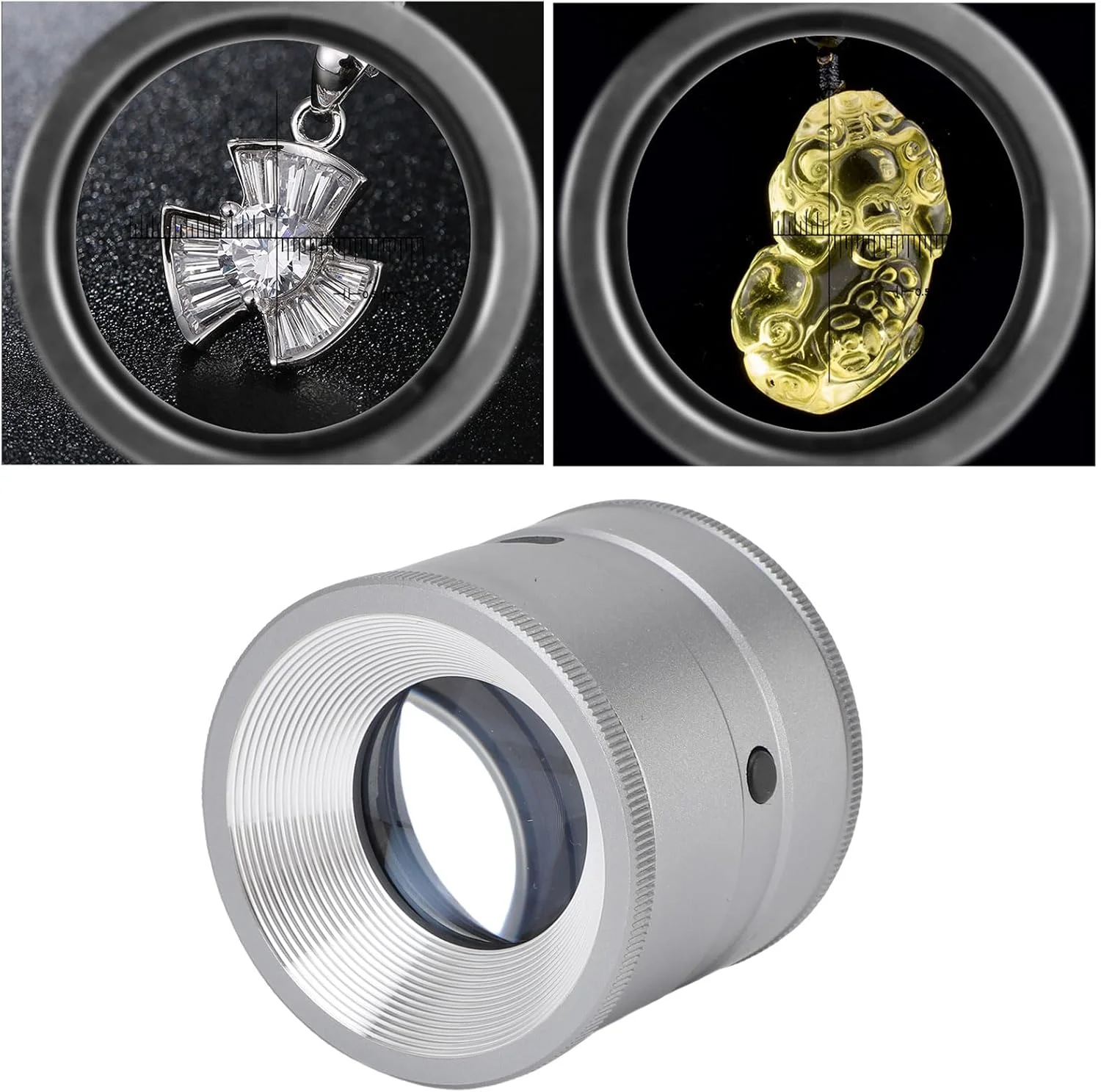 بزرگنمایی 10 برابری Fabater با باتری قابل شارژ USB، شیشه تک چشمی جمع و جور برای بازرسی سنگ های قیمتی، ساخته شده از آلیاژ آلومینیوم