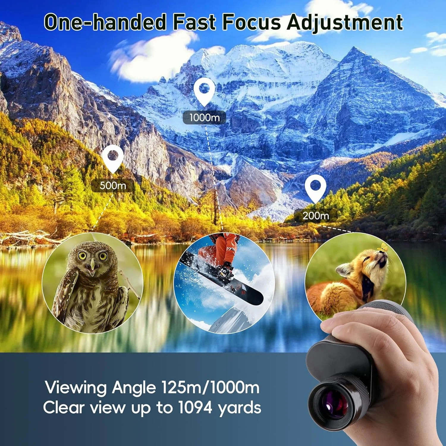 تلسکوپ تک چشمی فشرده 10x40 FOCUHUNTER، تلسکوپ فلزی قابل حمل روسی HD با کیف حمل، لنز منشوری BAK4 با پوشش چند لایه FMC، ضد آب برای بزرگسالان، تماشای پرندگان، مسافرت، پیاده روی، رویدادهای ورزشی