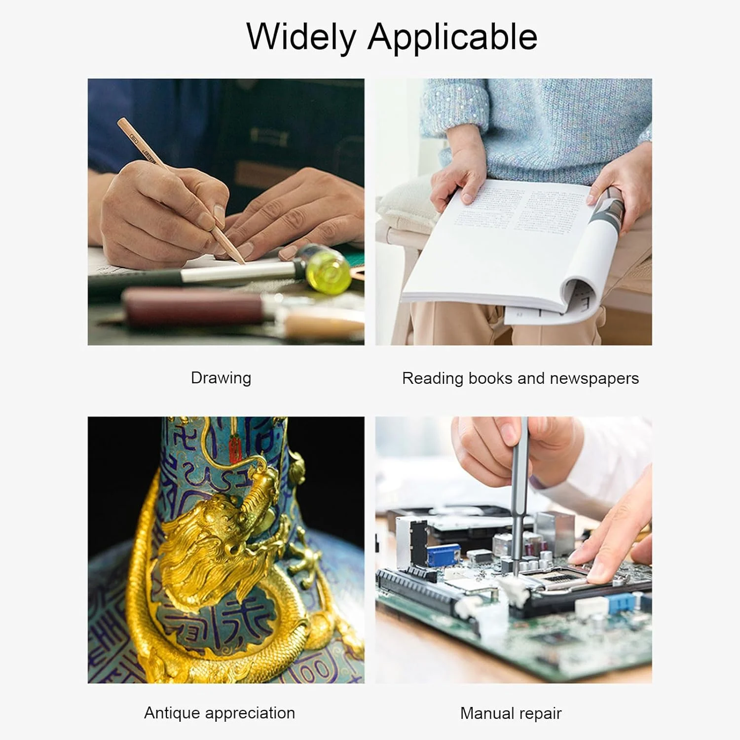 بزرگنمایی 10 برابری Fabater با باتری قابل شارژ USB، شیشه تک چشمی جمع و جور برای بازرسی سنگ های قیمتی، ساخته شده از آلیاژ آلومینیوم