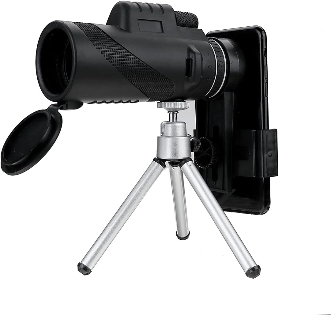 تلسکوپ HD 40X60 با لنز زوم، مونوکولار کوچک به همراه سه پایه و گیره تلفن همراه، دوربین دوچشمی دستی برای شکار، کمپینگ و فعالیت های فضای باز