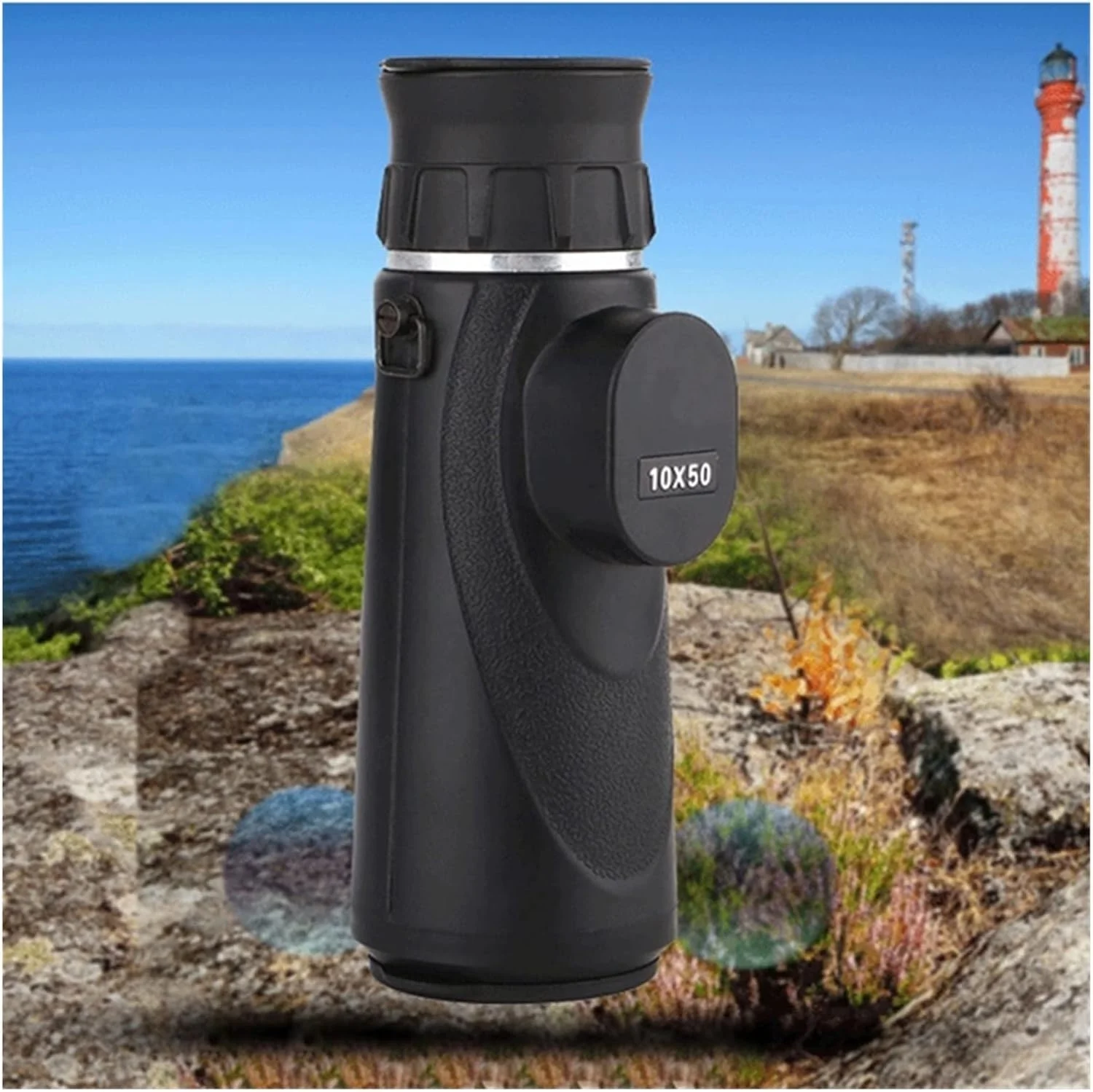 تلسکوپ تک چشمی ضدآب 10x50 با عدسی چشمی بزرگ، قدرت بالا، وضوح بالا، قابل حمل برای فضای باز
