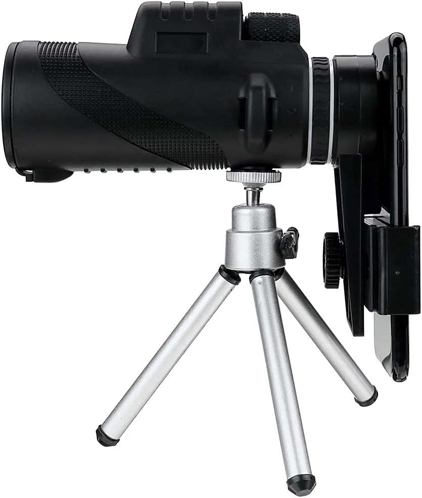 تلسکوپ HD 40X60 با لنز زوم، مونوکولار کوچک به همراه سه پایه و گیره تلفن همراه، دوربین دوچشمی دستی برای شکار، کمپینگ و فعالیت های فضای باز
