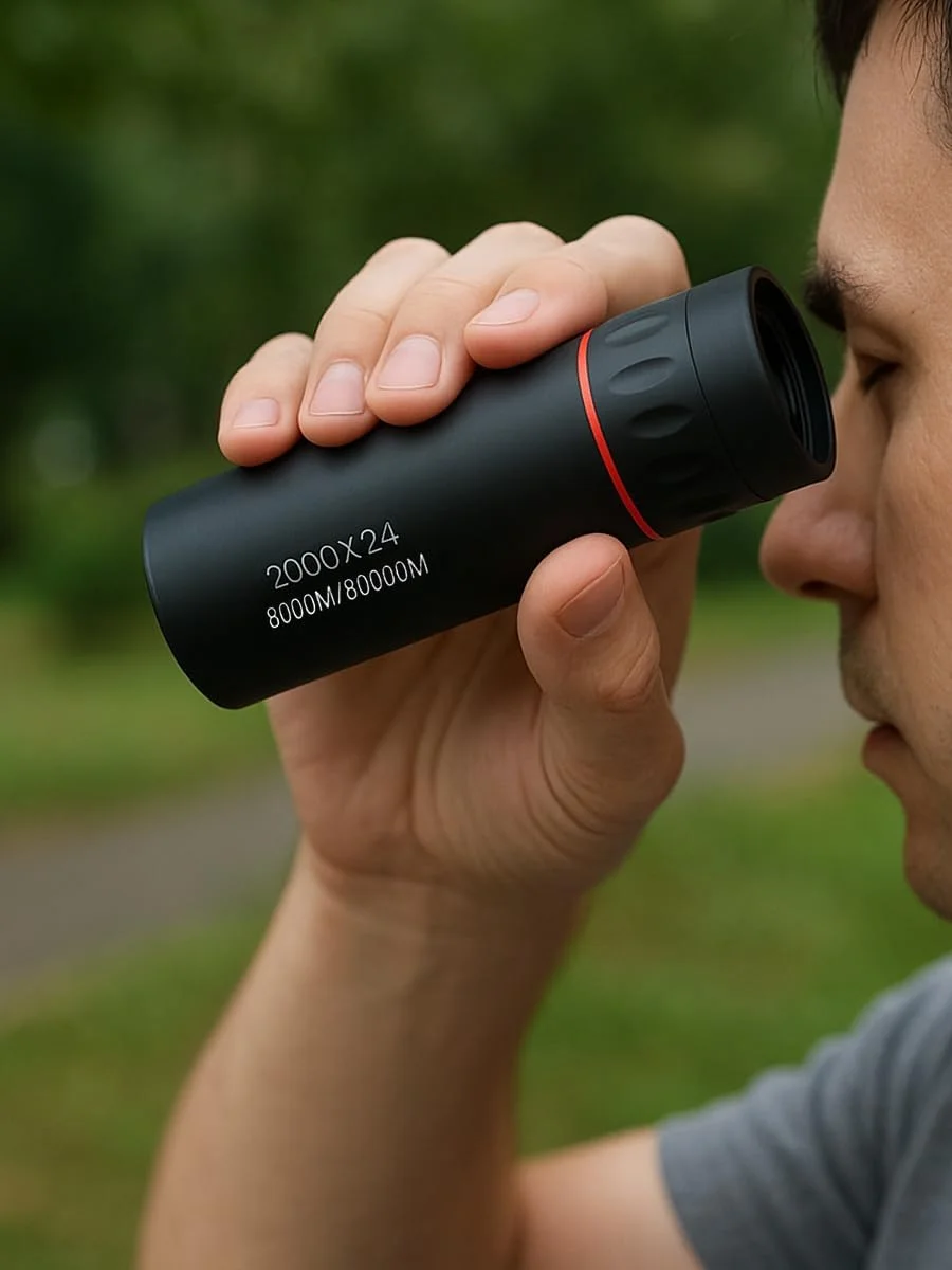 تلسکوپ تک چشمی فشرده 10x25 برای ورزش، کمپینگ، مسافرت، مینی تلسکوپ سبک وزن با کیف، مشکی