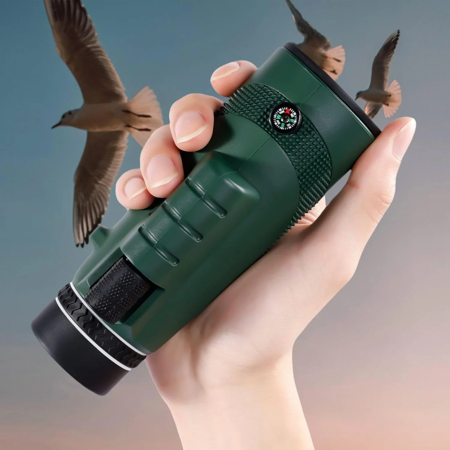 تلسکوپ تک چشمی فشرده و قابل حمل 10x40 برای شکار و تماشای پرندگان، مناسب سفر، کمپینگ و شکار در فضای باز