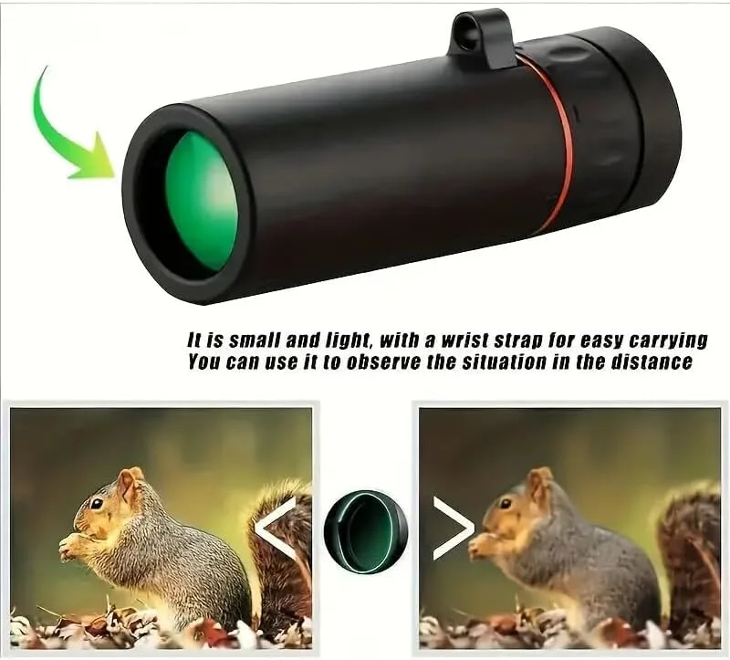 تلسکوپ تک چشمی فشرده و پرقدرت برای بزرگسالان - ایده آل برای پیاده روی، کمپینگ، تماشای پرندگان و مسافرت | ساختار لاستیکی بادوام، مشکی تلسکوپ تک چشمی فشرده و پرقدرت برای بزرگسالان - ایده آل برای پیاده روی، کمپینگ، تماشای پرندگان و مسافرت | ساختار لاستیکی بادوام، مشکی