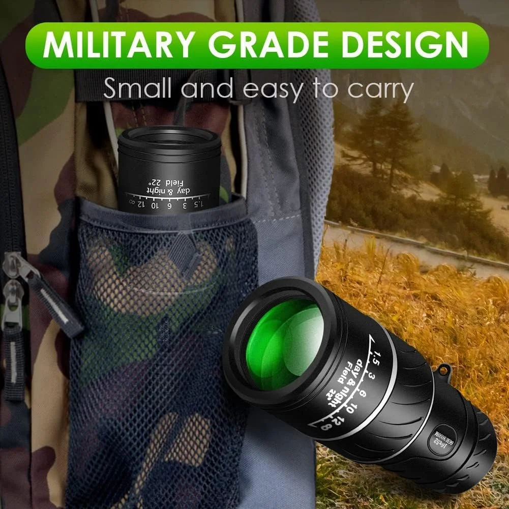 تلسکوپ تک چشمی فشرده HD با قدرت بالا، تلسکوپ تک چشمی 16x52، تلسکوپ زوم اپتیکال دوگانه برای تلفن همراه، منشور BAK4 برای تماشای پرندگان، کمپینگ، مسافرت، کنسرت