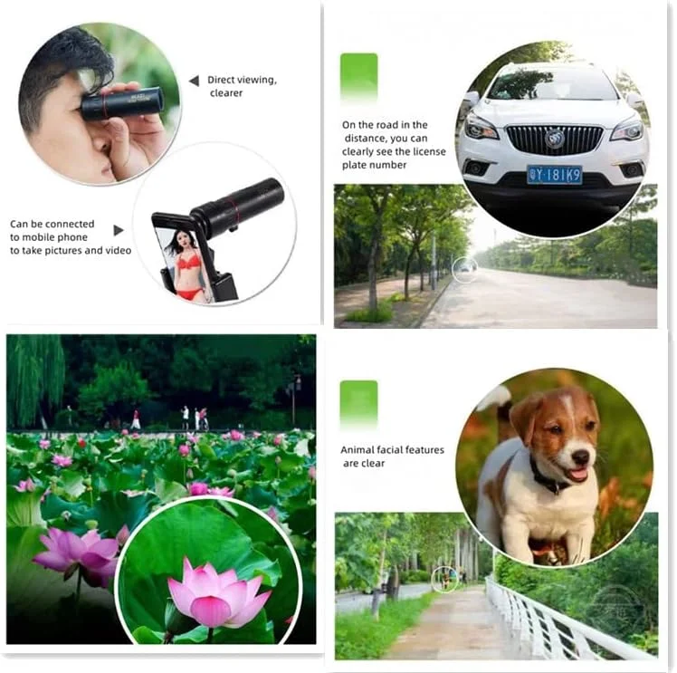 تلسکوپ منوچشمی Chinshwehaw 2000X24 با قابلیت فوکوس اپتیکال، تک چشمی قدرتمند به همراه آداپتور تلفن، تک چشمی دید در شب، تک اسکوپ جیبی سبک وزن مناسب بزرگسالان و کودکان، 8000M/80000M، هدیه