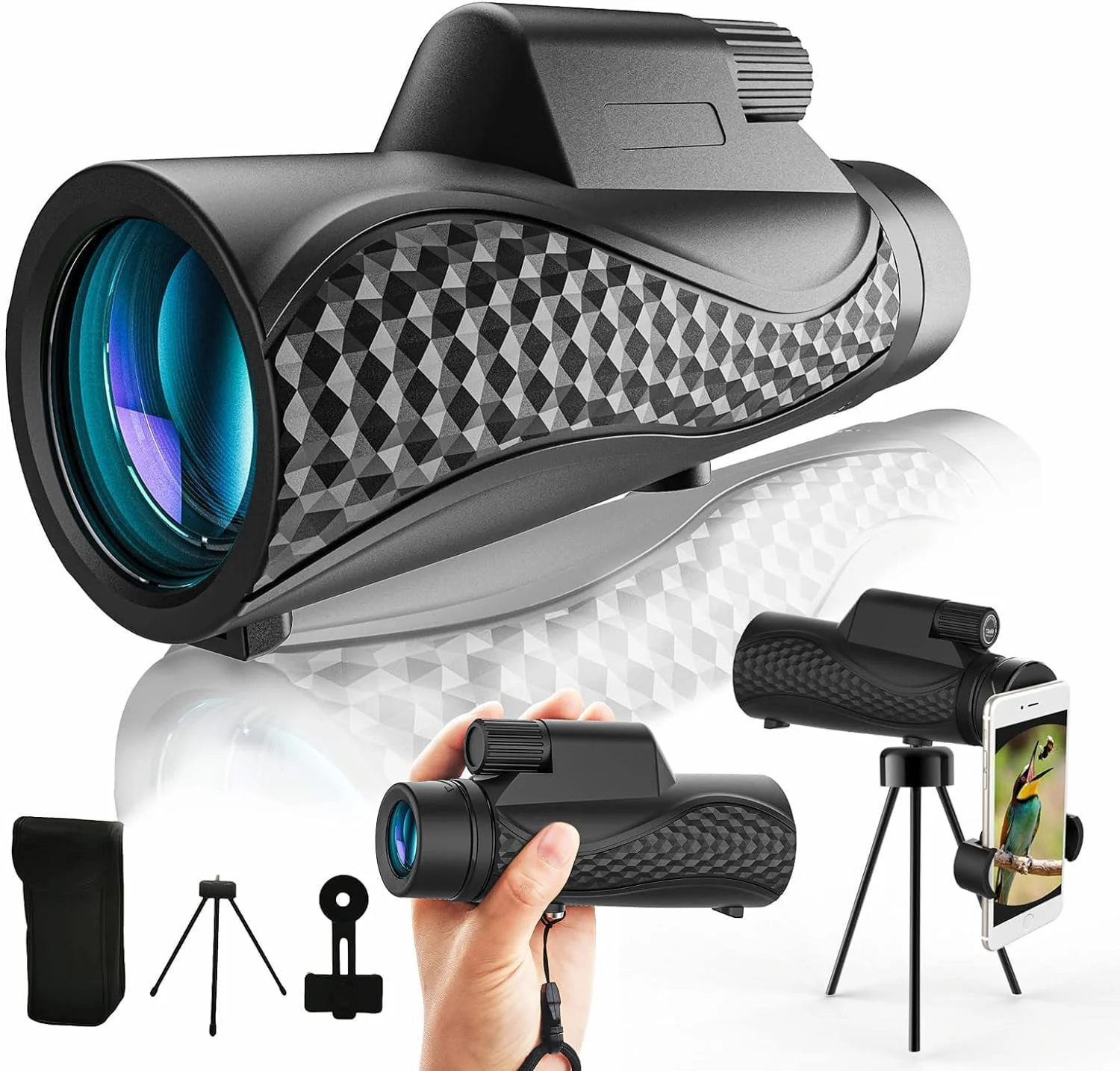 تلسکوپ تک چشمی NALACAL، 10x42 جمع و جور برای بزرگسالان، تک چشمی با قدرت بالا، با آداپتور تلفن هوشمند و سه پایه HD، برای تماشای حیات وحش، شکار، تماشای پرندگان، پیاده روی و مسافرت