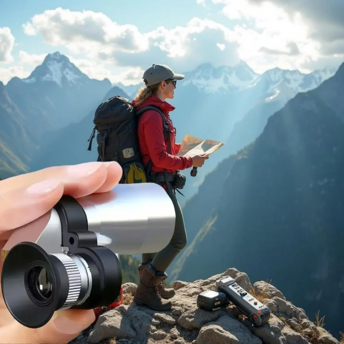 تلسکوپ مونوکولار 10x20mm - مینی کامپکت، مونوکولار قابل حمل برای بزرگسالان، قابل استفاده برای تلفن (نقره ای)