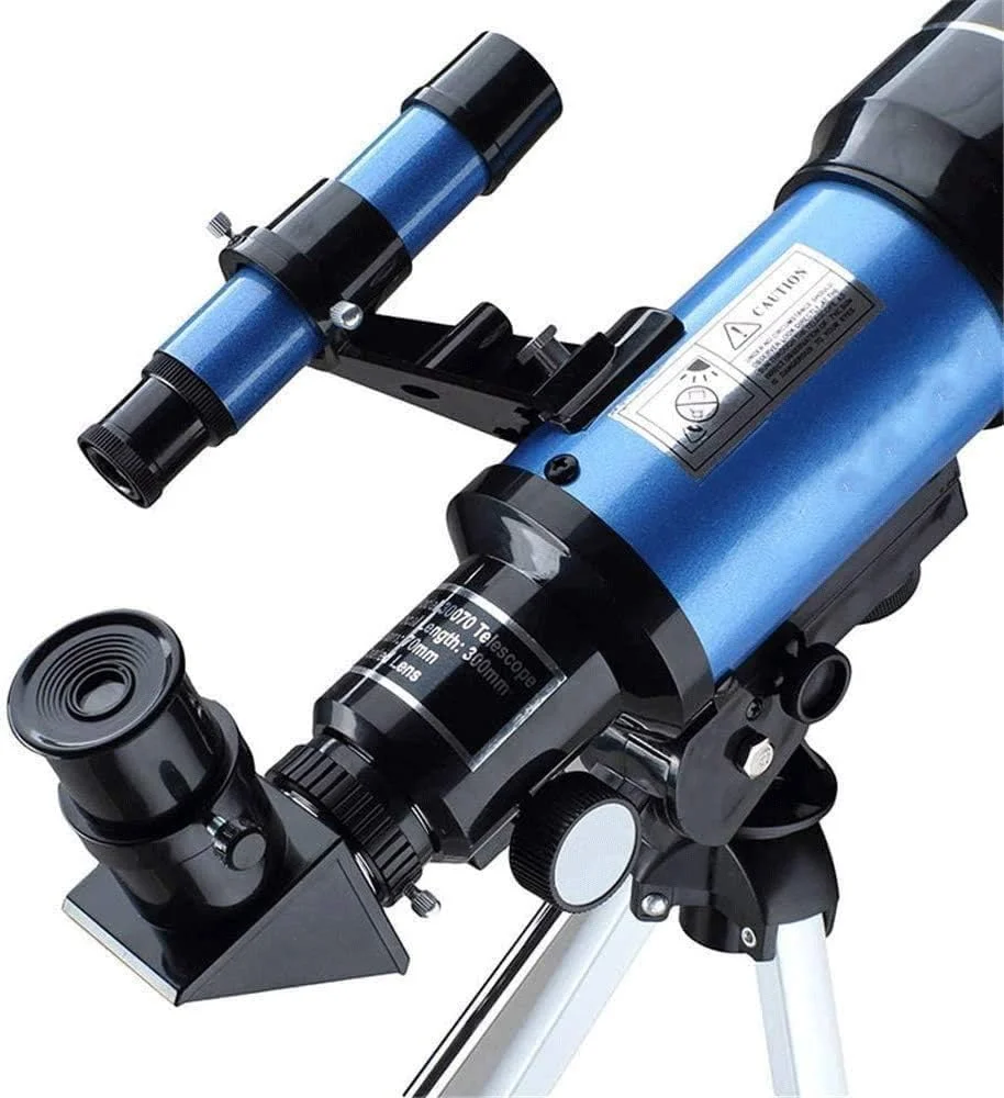 تلسکوپ انکساری قابل حمل - اپتیک شیشه ای با پوشش کامل - تلسکوپ ایده آل برای مبتدیان - 400mm X 70mm (آبی)