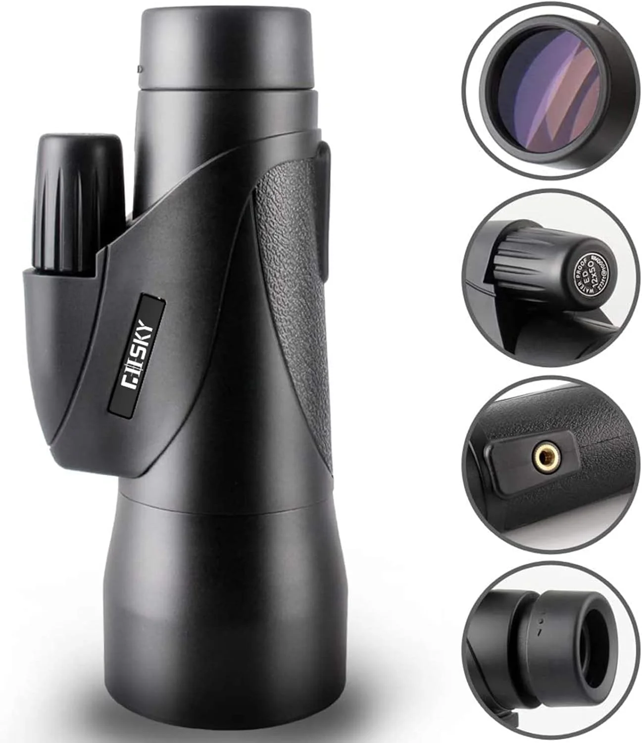 تلسکوپ تک چشمی گاسکی، 12x50 شیشه ED برای بزرگسالان، Ultra HD Multi با پوشش قوی، منشور BAK4 و ضد آب مناسب برای تماشای پرندگان، شکار، کمپینگ، حیات وحش -1250ED تلسکوپ تک چشمی گاسکی، 12x50 شیشه ED برای بزرگسالان، Ultra HD Multi با پوشش قوی، منشور BAK4 و ضد آب مناسب برای تماشای پرندگان، شکار، کمپینگ، حیات وحش -1250ED