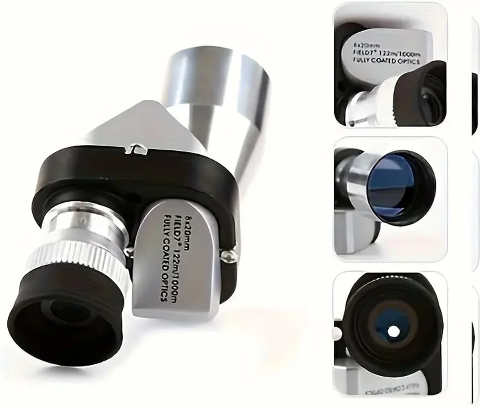 تلسکوپ تک چشمی گوشه ای قابل حمل 8x22 - فلزی HD برای عکاسی موبایل در فضای باز، شکار، کمپینگ، پیاده روی و تماشای پرندگان