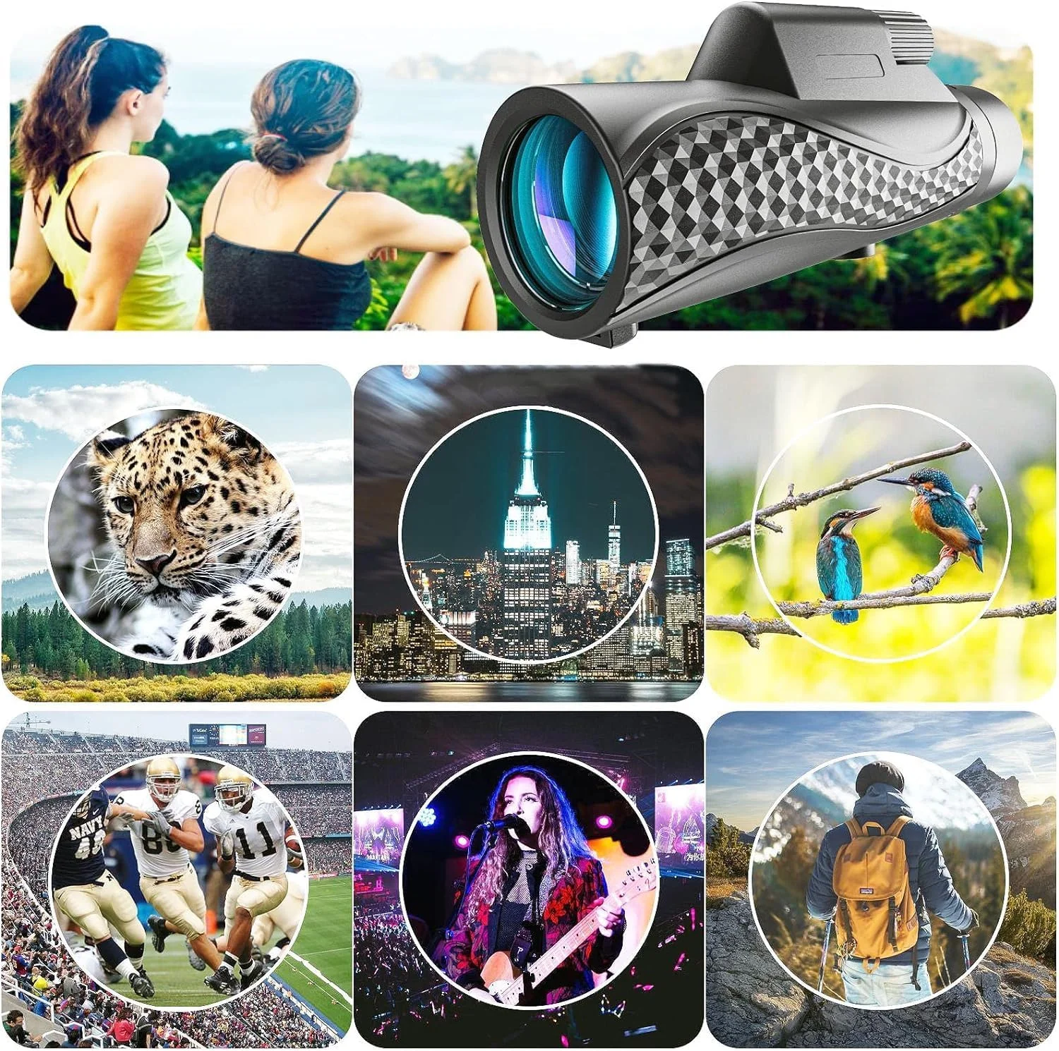 تلسکوپ تک چشمی NALACAL، 10x42 جمع و جور برای بزرگسالان، تک چشمی با قدرت بالا، با آداپتور تلفن هوشمند و سه پایه HD، برای تماشای حیات وحش، شکار، تماشای پرندگان، پیاده روی و مسافرت