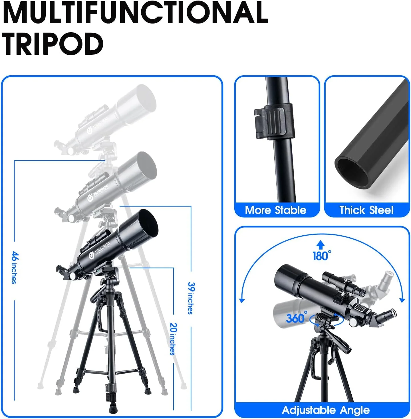 تلسکوپ 70 میلیمتری با دهانه 400 میلیمتری، تلسکوپ نجومی قابل حمل انکساری برای کودکان، بزرگسالان و مبتدیان به همراه سهپایه، آداپتور تلفن و کیف حمل، مشکی تلسکوپ 70 میلیمتری با دهانه 400 میلیمتری، تلسکوپ نجومی قابل حمل انکساری برای کودکان، بزرگسالان و مبتدیان به همراه سهپایه، آداپتور تلفن و کیف حمل، مشکی