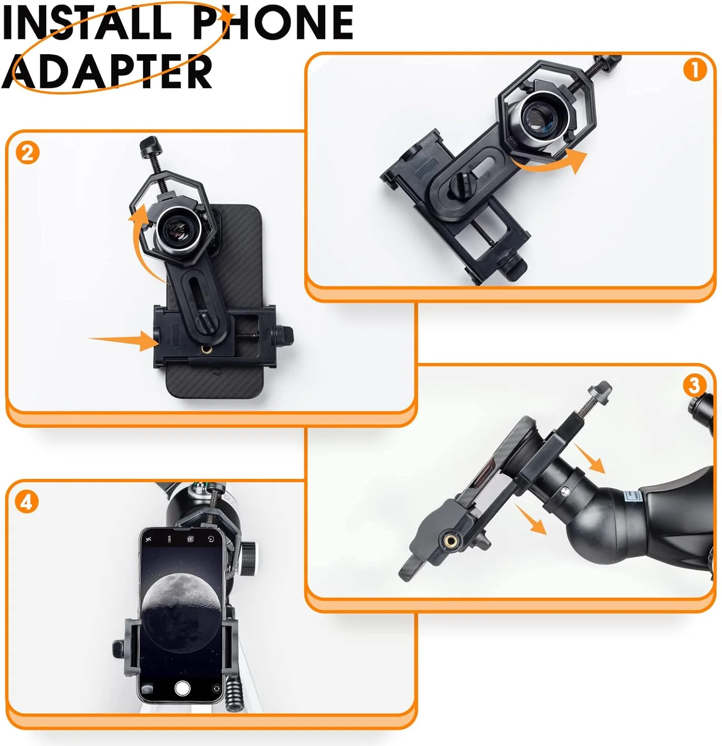 تلسکوپ 70 میلی‌متری با دهانه 400 میلی‌متری، تلسکوپ شکستنی نجومی قابل حمل برای بزرگسالان و مبتدیان به همراه سه‌پایه، آداپتور تلفن، کیف حمل و ریموت بی‌سیم