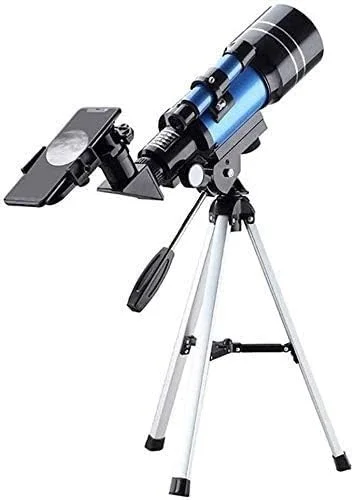 تلسکوپ انکساری قابل حمل - اپتیک شیشه ای با پوشش کامل - تلسکوپ ایده آل برای مبتدیان - 400mm X 70mm (آبی)