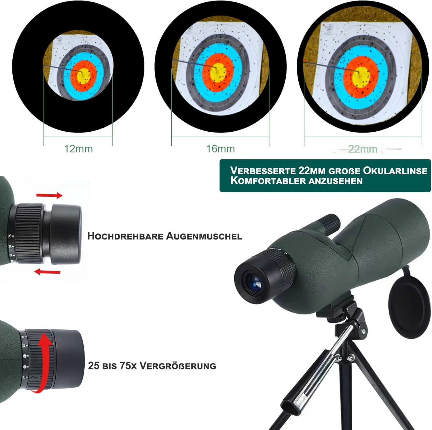 تلسکوپ تک چشمی ضد آب با منشور Bak4 با بزرگنمایی 25-75X60، میدان دید 40-20 متر در 1000 متر، مناسب برای ورزش های تیراندازی و تماشای پرندگان به همراه آداپتور سه پایه تلفن تلسکوپ تک چشمی ضد آب با منشور Bak4 با بزرگنمایی 25-75X60، میدان دید 40-20 متر در 1000 متر، مناسب برای ورزش های تیراندازی و تماشای پرندگان به همراه آداپتور سه پایه تلفن