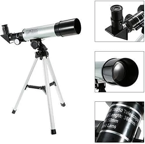 تلسکوپ شکستنی برای بزرگسالان - دهانه 50 میلی‌متری حرفه‌ای و فاصله کانونی 360 میلی‌متری، ایده‌آل برای دانش‌آموزان، کودکان، بزرگسالان و مبتدیان، هدیه ای مناسب