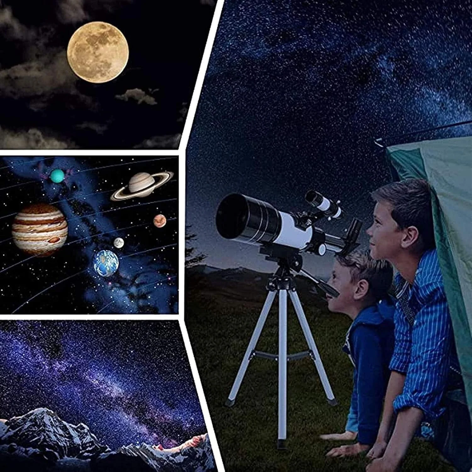 تلسکوپ های مبتدی نجومی زوم تلسکوپ علمی انکساری تک چشمی تلسکوپ فضایی با سه پایه